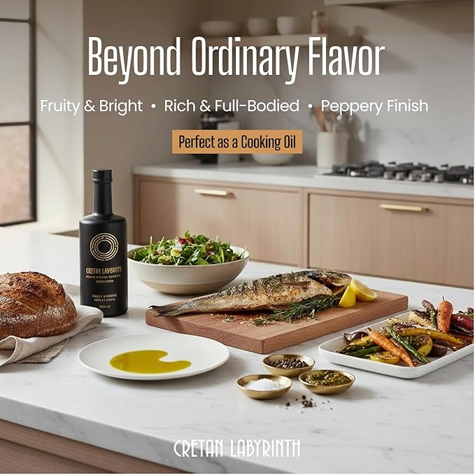 CRETAN LABYRINTH Family Estate High Phenolic (Lab Report Over 1000 mg/kg) Antioxidant Polyphenol Rich 2025 Harvest Greek Extra Virgin Olive Oil Cold Pressed Multiple Award Winner Monovarietal Koroneik