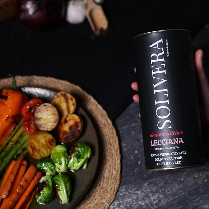 Solivera Lecciana Extra Virgin Olive Oil Cold Pressed Floral &amp Balanced 400+ High Polyphenols Gourmet &amp Healthy Organic Oil First Harvest Single-Origin Hand Picked Olive Oil