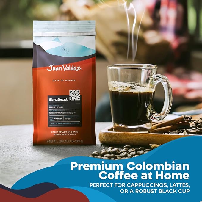 Juan Valdez Sierra Nevada Whole Bean Coffee | 100% Colombian Coffee | Single Origin with Notes of Chocolate Caramel &amp Roasted Nuts | 16 oz / 454 gr