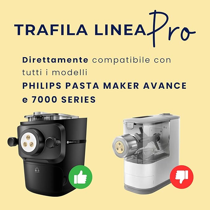 Line Pro N°35 Tagliatelle 8 mm in POM with professional inserts compatible with Philips Pasta Maker Avance/7000 series