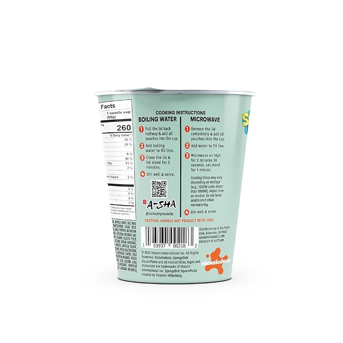 A-Sha &amp SpongeBob Squarepants Good Noodles (6 Pack) | Squidward Showstopping Shoyu Flavor | Better For You Microwaveable Ramen Soup Mix