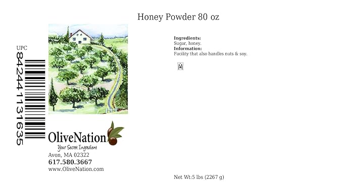 OliveNation Honey Powder for Baking Cooking and Beverages Sucrose with Natural Honey Gluten Free Kosher - 80 ounces