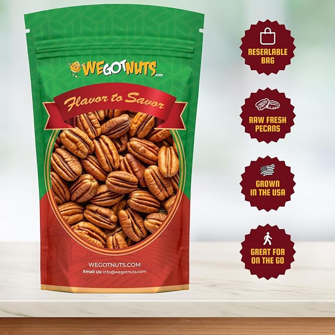 Raw Pecan Halves 5 pounds (80) oz Jumbo XL for Cooking Baking &amp Snacking Vegan Protein Keto Snack Gluten Free Kosher Certified