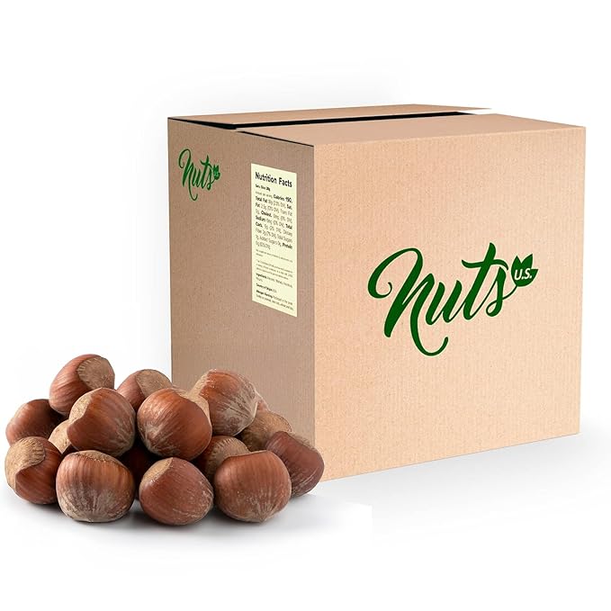 NUTS U.S. - Oregon Hazelnuts In shell | Whole Raw and Unsalted | No Added Flavor and NON-GMO | Fresh Buttery Taste and Easy to Crack | Natural Unshelled Hazelnuts Packed in a box (12 LB)