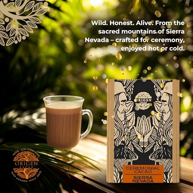 Origen Ceremonial Cacao – 100% Natural Ceremonial Grade Cacao – Unsweetened &amp Anti Oxidant Pure SuperFood – Indigenous Criollo from the Arhuaco Tribe – Vegan Gluten-free – 16 oz Block