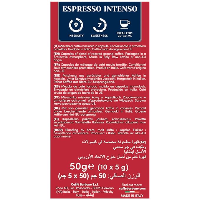 Caffè Borbone Espresso Intenso Aluminum Capsules Compatible with Nespresso Original Machines Dark Roast 50 Count