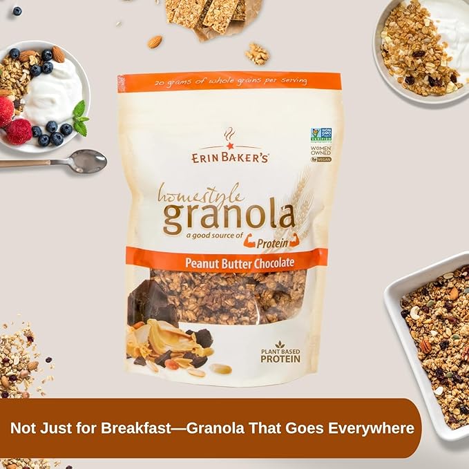 Erin Baker's Homestyle Granola Peanut Butter Chocolate Gluten-Free Vegan Ancient Grains Non-GMO Granola Bulk 10-pound bag160 Ounce (Pack of 1)PP-GRCE33754