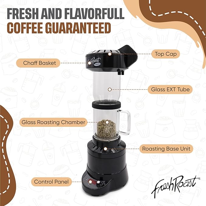 Coffee Roaster Bundle SR800 Glass Extension Tube Pour Over Digital Scale (4lbs) Sample Pack of Green Beans (2-Pack) Sample Trays Chaff Brush