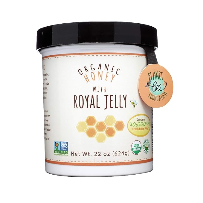 GREENBOW Organic Honey w/Fresh Royal Jelly - 100% USDA Certified Organic Non-GMO Gluten Free - Whole Food (22oz_Fresh Royal Jelly contents 30000 mg)