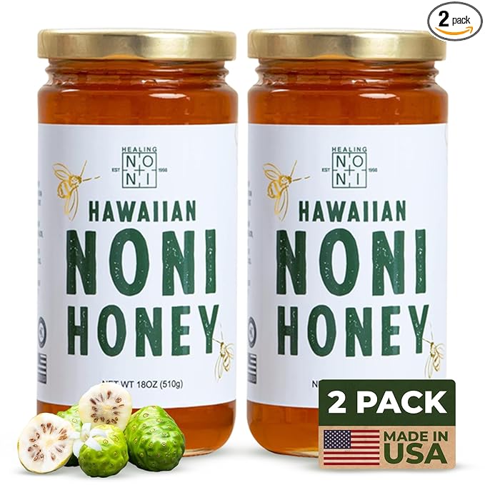 Healing Noni - Hawaiian Honey - Farm Direct - 2-Pack Glass Jar 18oz
