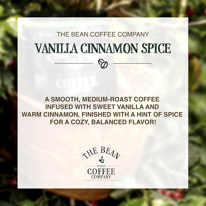 The Bean Organic Coffee Company Holiday Bean (Vanilla Cinnamon Spice) Medium Roast Ground Coffee 5-Pound Bag Café molido tostado orgánico
