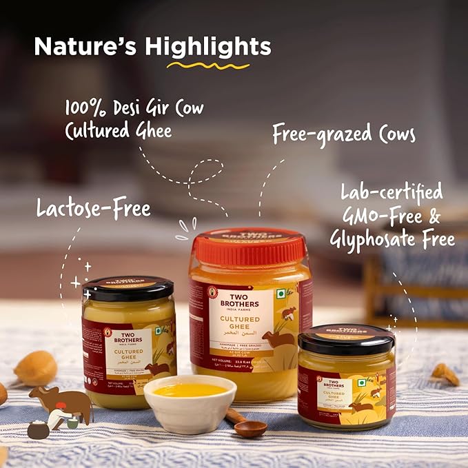 A2 Ghee Butter Organic Grass Fed from Gir Cow | Gut Friendly | Healthy Butter Alternative | Non-GMO Lactose-Free Keto Friendly – 2lb from Two Brothers Organic Farms