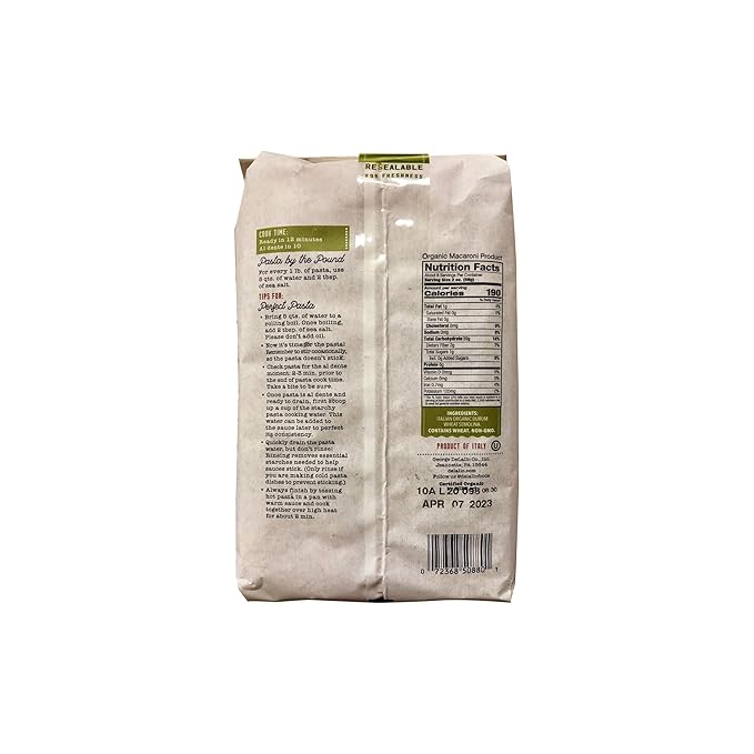 DeLallo Organic Farfalle Pasta Made with Only 100% Semolina Durum Wheat Flour Bronze Cut Made in Italy Kosher Vegan Non-GMO Bow-Tie Pasta Shape (4 Pack)