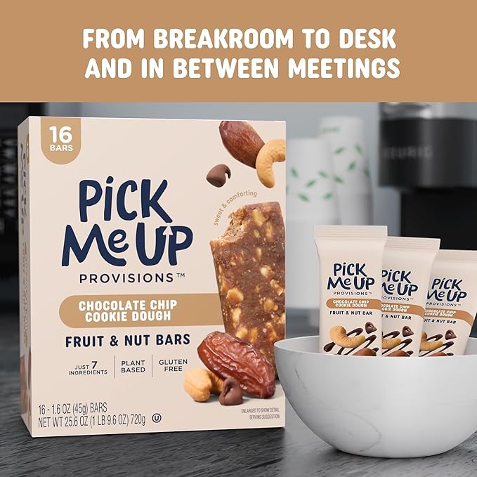 Pick Me Up Provisions™ Gluten Free Chocolate Chip Cookie Dough Fruit &amp Nut Bar 1.6 oz. 16 Bars/Box