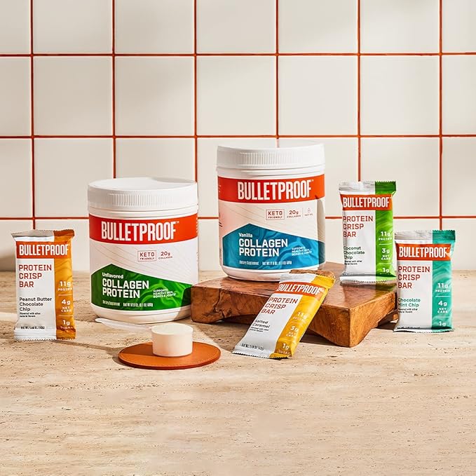 Bulletproof Chocolate Mint Chip Protein Crisp Bars 12pk High Protein Low Sugar