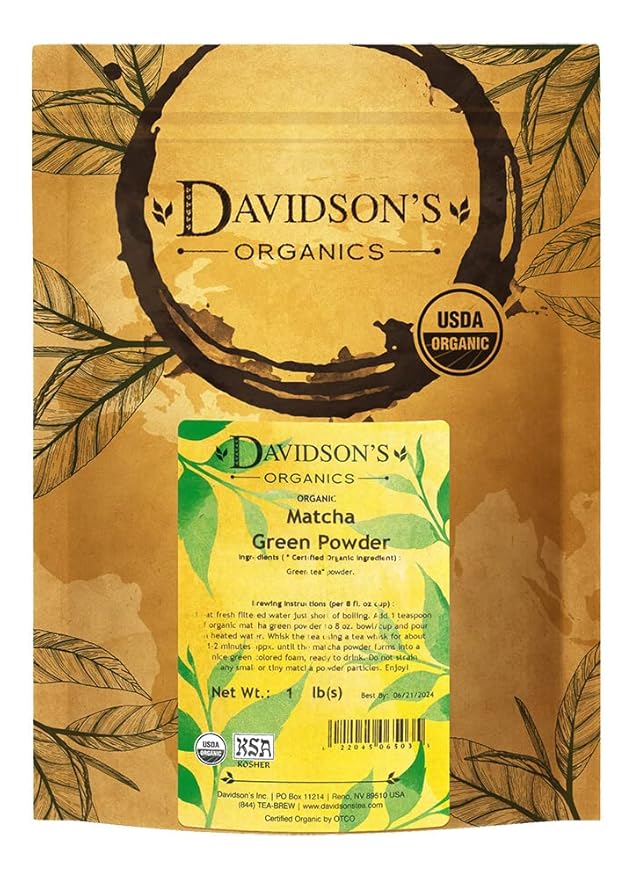 Davidson's Organics Matcha Green Powder Loose Leaf Tea 16-Ounce Bag
