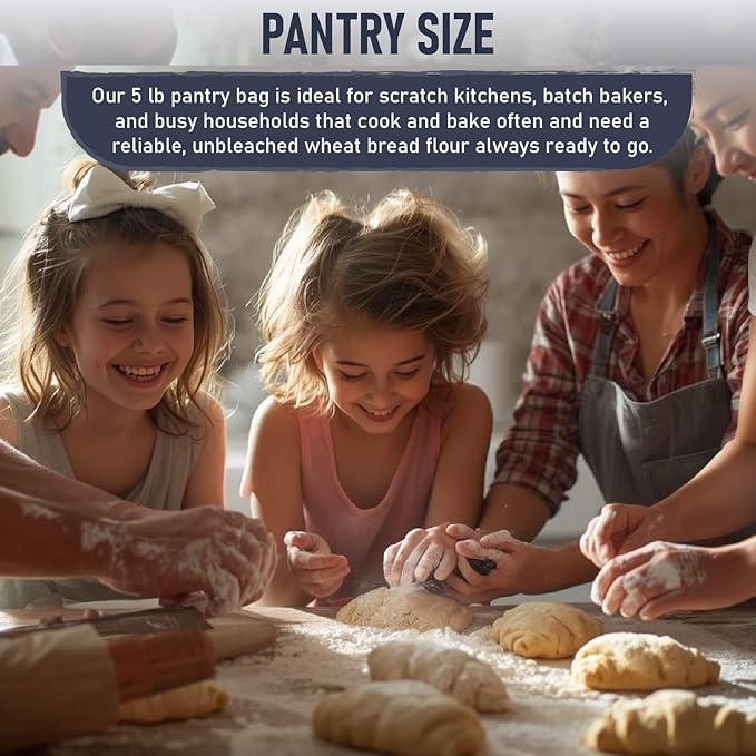 Great River Milling Organic Unbleached Wheat Bread Flour | Artisan Bread Flour for Baking | Multi-Purpose Wheat Unbromated Non-GMO Kosher | 5 Lb