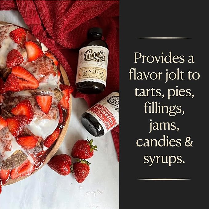 Cook's Strawberry Extract for Baking Preserves Syrup Cookies Cakes 8 oz