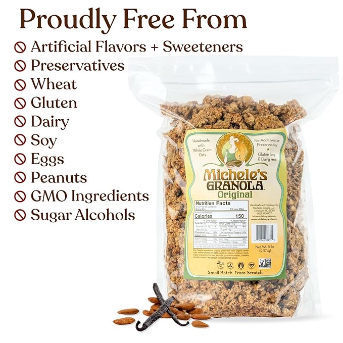 Michele's Granola Original and Almond Butter Gluten-Free &amp Non-GMO 5lb Bulk Bag Pack of 2
