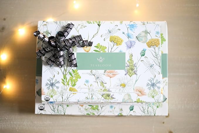 Teabloom Exceptional Organic &amp Kosher Certified Loose Leaf Tea Chest World's Largest Tea Collection with 24 Varieties of Black Green White Oolong and Herbal Teas