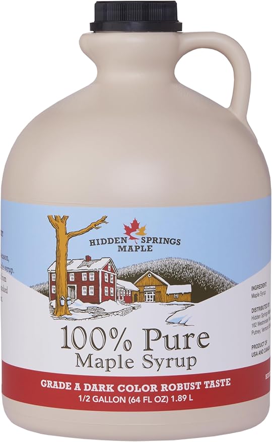 Hidden Springs Maple Dark Half Gallon 100% Pure Maple Syrup USA/CAN BPA-free Jug