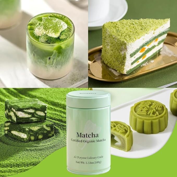 MatchAdmire Matcha Green Tea Powder - Premium First Harvest USDA Organic Gluten-Free Vegan 100% Pure Unsweetened No Additives 3.53oz Tin (All Purpose Culinary Grade Matcha)