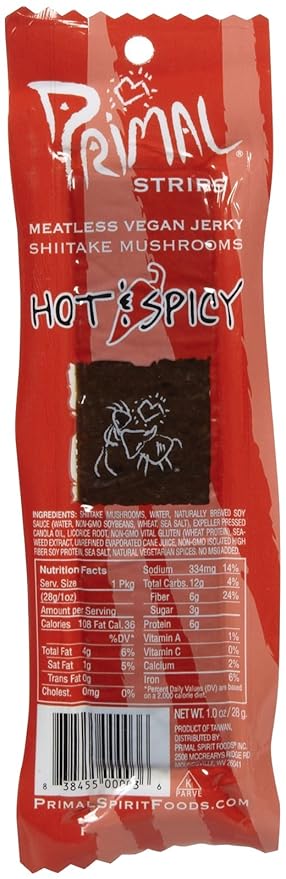 Primal Strips Hot &amp Spicy Meatless Jerky - 1 oz - 24 ct