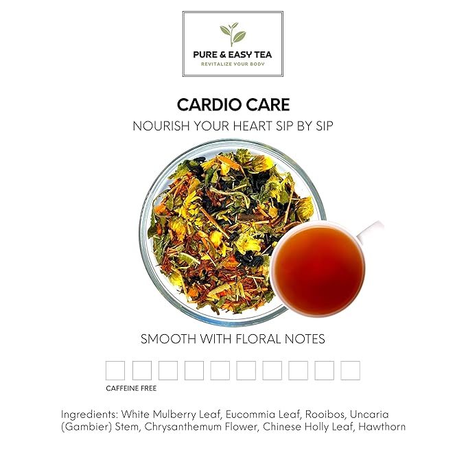 Pure And Easy Tea Cardio Care Herbal Heart &amp Circulatory Support Tea Caffeine-Free Multi-Botanical Wellness Blend (100g)