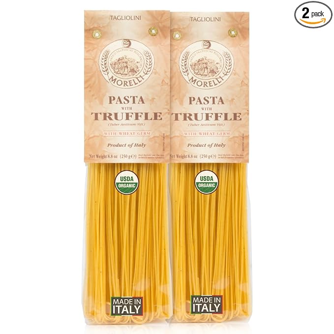 Morelli Truffle Tagliolini Italian Pasta - Gourmet Organic Pasta Noodles Handmade in Small Batches Imported Italian Noodles Made With Durum Wheat Semolina - 8.8 oz / 250 g (2 Pack)
