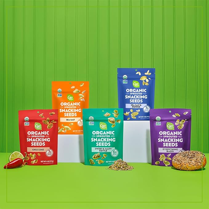Go Raw Organic Sprouted Sea Salt Sprouted Snacking Seeds 4 oz 6 Pack Pumpkin &amp Sunflower Seeds Keto Kosher