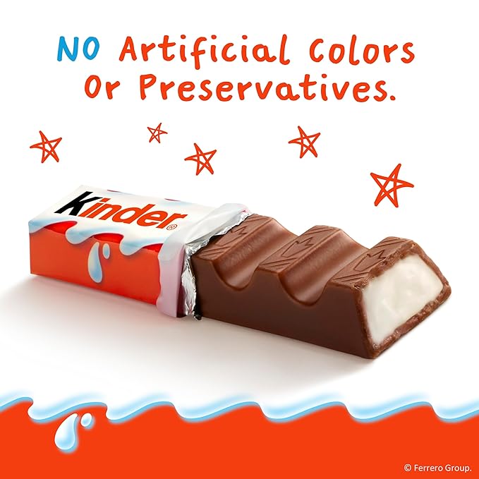 Kinder Chocolate 18 Four Count Packs Milk Chocolate Bar with Creamy Milky Filling Individually Wrapped Candy 1.8 oz Each