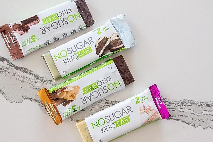 No Sugar Keto Bar Snack - Low Carb No Sugar Keto Snack Food with Keto Friendly Macros (24 x 1.41oz Bars Fudge Brownie)