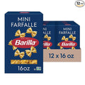 Barilla Mini Farfalle Pasta 16 oz. Box (Pack of 12) - Non-GMO Made with Durum Wheat Semolina - Kosher Certified
