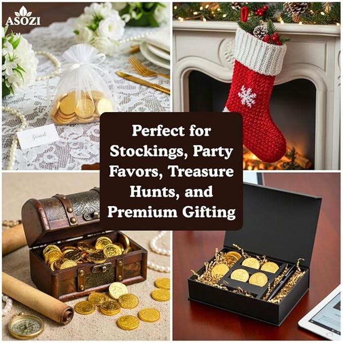 Gold Chocolate Coins 1lb Approx 80 Pieces of Premium Milk Chocolate Gold Coins Ideal Coin Candy for Gift Baskets and Holiday Celebrations Parties Events and Festive Decorations St. Patrick's Da