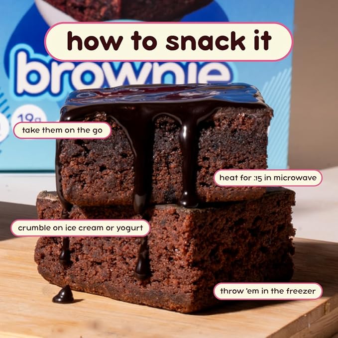 Prime Bites High Protein Brownie (12 Per Box Chocolate Cookie Monster) - 19g of Protein 5g of Collagen Gluten Free Low Sugar Treat Delicious Protein Snack