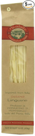 Montebello Organic Pasta Linguine 16-Ounce Bag (Pack of 5)