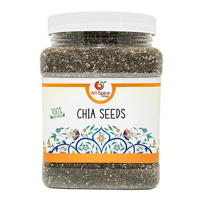 NY Spice Shop Raw Black Chia Seeds – All Natural Dried Herbal Seeds Bulk - Versatile &amp Flavorful Extract (3 Pound)