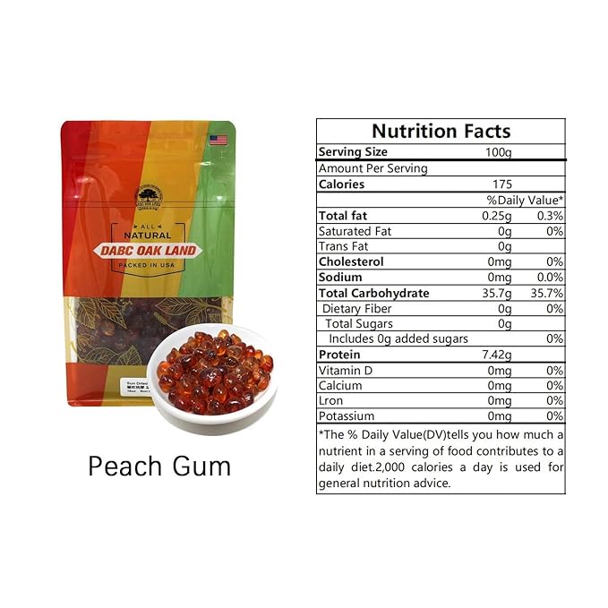 DABC OAK LAND 2 LB Wild Peach Gum 100% Natural Edible Peach Blossom Tears Tao Jiao Peachs Resin 滋補抗皺 桃膠 Collagen Boosting for Skin Health Food Additives Free for Dessert Drink Soup Tea 2 X1LB/
