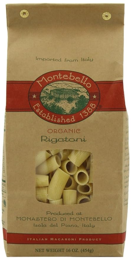Montebello Organic Rigatoni 16 Ounce 12 Count