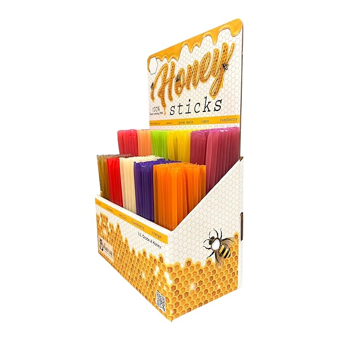 The Honey Jar - Traditional Honey Stick Retail Display with 500 Assorted Honey Sticks perfect for Gift Shop Grocery Store Boutique Farmers Market