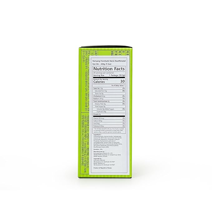 Namyang French Cafe Stevia Instant Coffee Mix (Zero Sugar) (20 Sticks (Decaf))