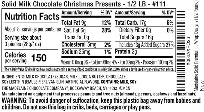 Madelaine Milk Chocolate Christmas Presents – Individually Wrapped Holiday Chocolates for Kids – Christmas Candy Stocking Stuffers &amp Holiday Gift Basket Treats – 8 oz Bag (Approx. 24 Pieces)