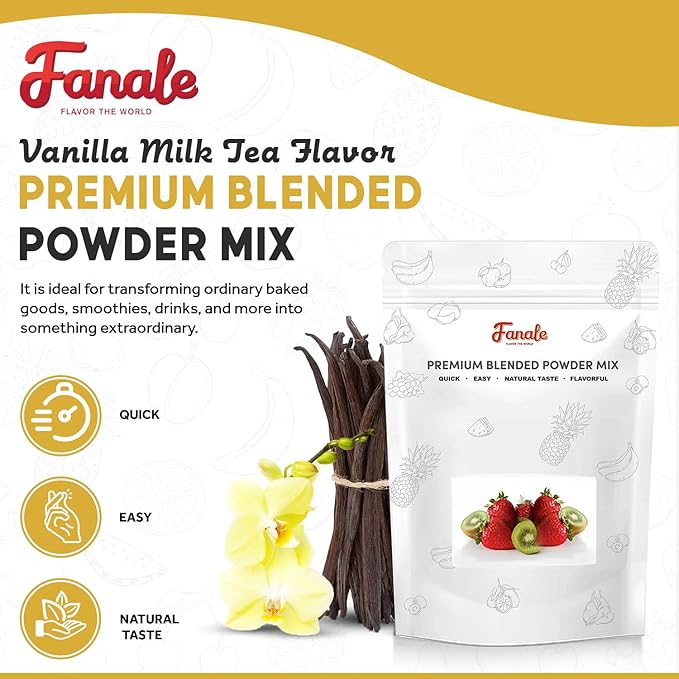 Fanale Premium Condensed Vanilla Bubble Tea Flavoring Powder | Perfect for Baking Smoothies Desserts and Drinks | Instant Flavoring Powder for Boba Milk Tea - 2.2 Pounds (Pack of 1)