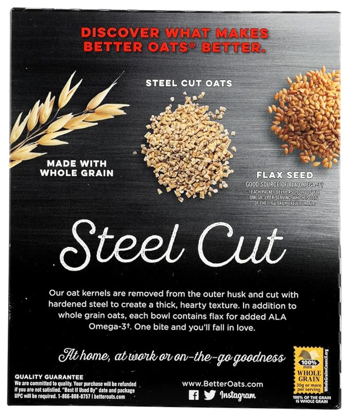 Better Oats Oat Revolution! Instant Oatmeal ~ Steel Cut Oats Maple &amp Brown Sugar Flavor ~ 10 Pouches Per 15.1 Oz Box [Pack of 3]