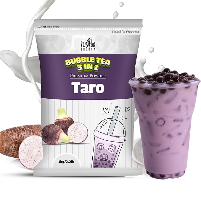 Fusion Select 2.2lb Taro Milk Tea Powder - Instant 3-in-1 Drink Mix with Cream &amp Sugar for Hot or Cold Blends or Frappes