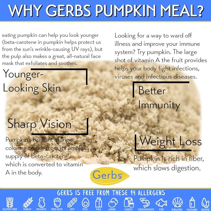 GERBS Pumpkin Seed Meal 4 LBS. Premium Grade | Freshly Harvested &amp Packaged in Resealable Bulk Bag | Non-GMO Keto &amp Paleo | Heart healthy Natural Sleep Aid &amp antioxidant rich | Gluten Pe