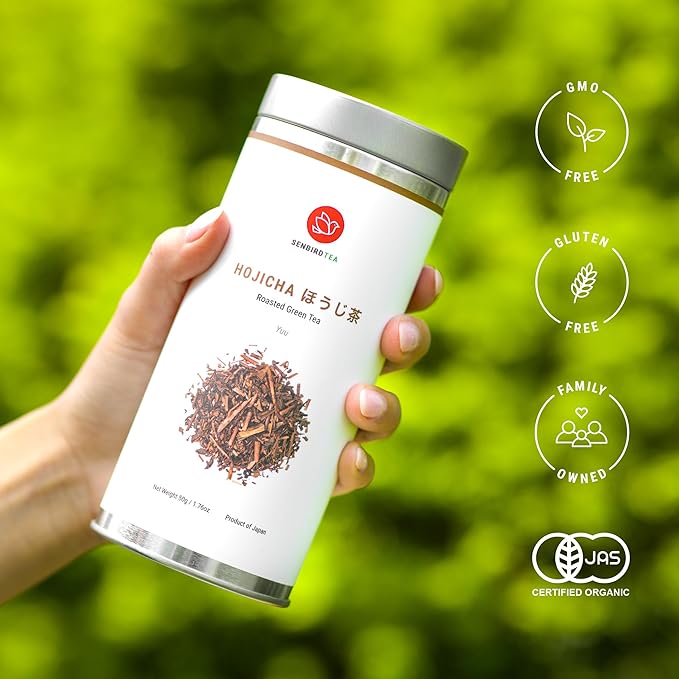 Senbird Premium Hojicha - Japanese Roasted Green Tea - From Shizuoka Japan - Loose Tea In Airtight Tea Tin (1.76oz/50g)