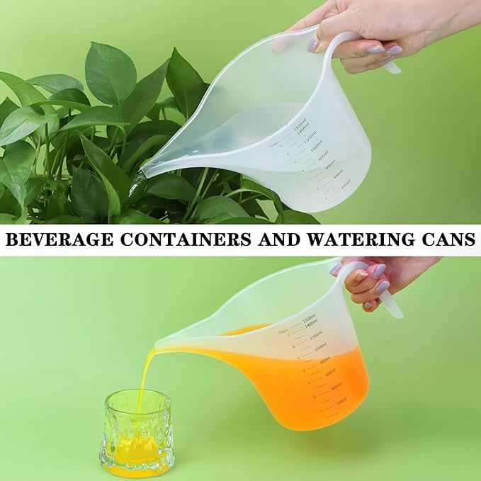 4 Pack 1500ml/50oz Long Spout Funnel Pitcher with Stirring Rods – Measuring Cups for Resin Paint Epoxy Crafts Soap Making Durable and Easy to Pour Great for Mixing Measuring Transfer Tasks