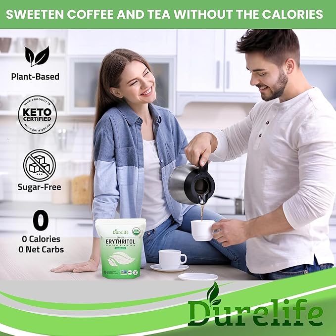 Durelife USDA organic erythritol sweetener non gmo verified Keto certified No After Taste Kosher Zero Calorie Plant-Based Sugar Alternative 10 LB