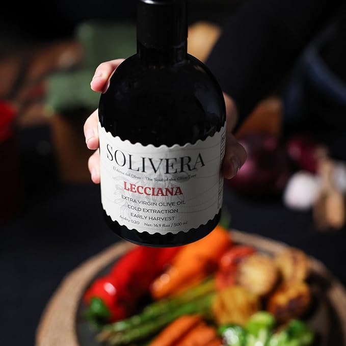 Solivera Lecciana Extra Virgin Olive Oil Cold Pressed Floral &amp Balanced 400+ High Polyphenols Gourmet &amp Healthy Organic Oil First Harvest Single-Origin Hand Picked Olive Oil